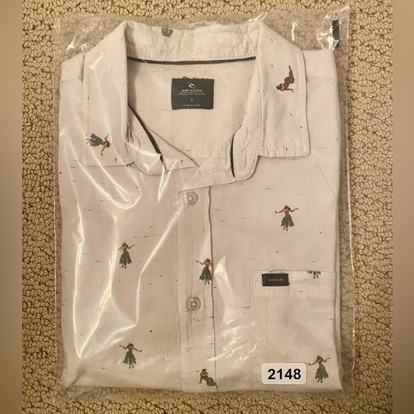 RIP CURL Hula Girls Aloha Hawaiian Collared Shirt Men S Small - Picture 7 of 7